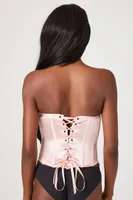 Women's Satin Lingerie Corset in Blush Medium