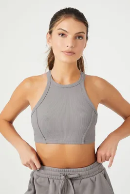 Women's Active Cropped Tank Top in Dark Grey Large