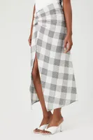 Women's Plaid A-Line Maxi Skirt in White Small