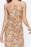 Women's Floral Print Cami Midi Dress in Yellow Medium