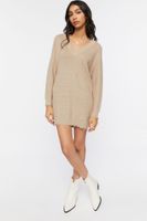 Women's Frayed Sharkbite Sweater Dress in Khaki Large