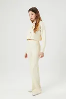 Women's Sweater-Knit Cardigan & Pants Set in Ivory Small