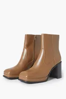 Women's Faux Leather Square-Toe Booties