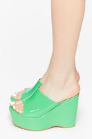 Women's Faux Patent Leather Platform Wedges Green,