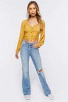 Women's Ruffle Smocked Crop Top Gold