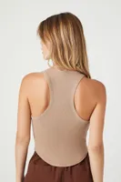 Women's Ribbed Knit Racerback Tank Top Ash Brown