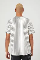 Men Striped Crew-Neck T-Shirt in White/Black Large