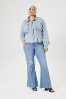 Women's Pintucked Denim Shirt , 3X