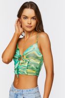 Women's Abstract Print Cropped Cami in Mint Large