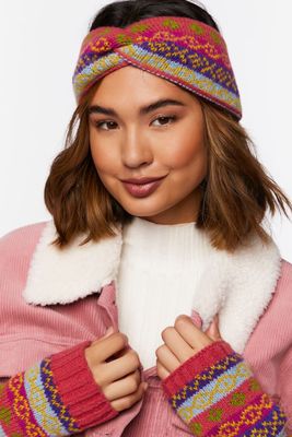 Fair Isle Twisted Headwrap in Pink