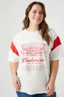 Women's Budweiser Graphic T-Shirt in White/Red, 2X