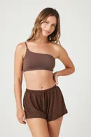 Women's Drawstring Pajama Shorts in Brown Medium