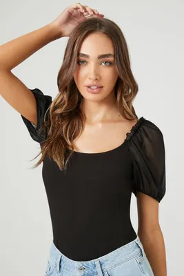 Women's Puff-Sleeve Scoop Bodysuit