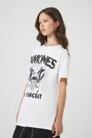 Women's Oversized Ramones Graphic T-Shirt in White/Black, Size S/M