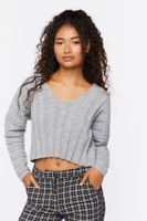 Women's Ribbed Relaxed-Fit Sweater in Heather Grey, XL