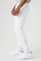 Men Distressed Frayed Skinny Jeans in White, 32