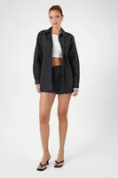 Women's Textured Shirt & Shorts Set Black