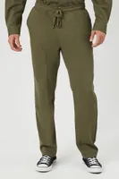 Men Cotton-Blend Slim-Fit Drawstring Pants in Olive Medium