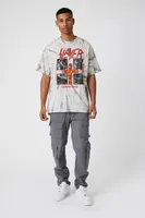 Men Tie-Dye Slayer Graphic Tee in Grey Small