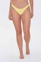 Women's Smocked Low-Rise Bikini Bottoms in Light Yellow, XL