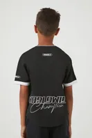 Kids Racecar Patch Baseball Jersey (Girls + Boys) in Black, 9/10