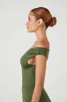 Women's Contour Off-the-Shoulder Bodysuit in Olive Large