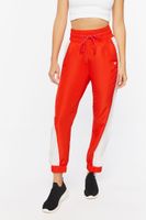 Women's Active Side-Striped Drawstring Joggers in Fiery Red/White Small