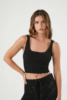 Women's Sweater-Knit Tank Top & Pants Set in Black, XS