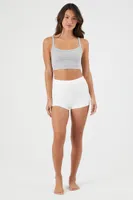 Women's Stretch-Knit Pajama Shorts in White Large