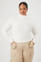 Women's Ribbed Turtleneck Top White,