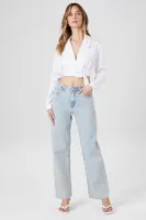 Women's Cropped Bomber Jacket in White Small