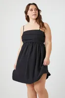 Women's Babydoll Mini Dress in Black, 0X