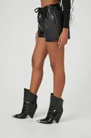 Women's Faux Leather Drawstring Shorts