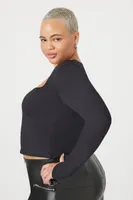 Women's Jersey Knit Crop Top in Black, 3X