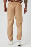 Men Faux Suede Drawstring Joggers in Camel Large