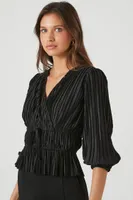 Women's Pleated Surplice Top