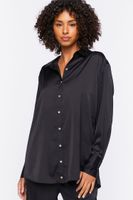 Women's Satin Pajama Shirt in Black Small