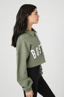 Women's Half-Zip Boston Pullover in Green Medium