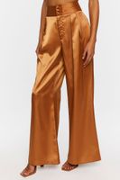 Women's Satin Wide-Leg Trousers in Praline Large