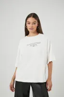 Women's Manhattan Graphic Oversized T-Shirt in White/Black Medium