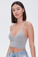 Women's Seamless Lace-Trim Bralette in Heather Grey Small