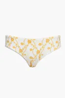 Women's Chain Print Cheeky Bikini Bottoms in White/Yellow Large