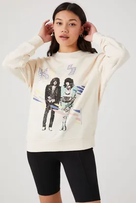 Women's KISS Graphic Pullover in Taupe Medium