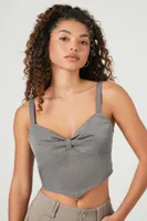 Women's Sweetheart V-Hem Crop Top in Grey, XL