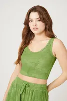 Women's Velour Crop Top Pepper Green