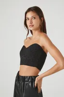 Women's Glitter Sweater-Knit Tube Top Black/Silver