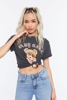Women's Teddy Bear Graphic Tee in Charcoal Large