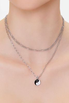 Women's Upcycled Yin Yang Layered Necklace in Silver