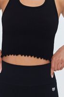 Women's Active Seamless Lettuce-Edge Crop Top in Black Medium