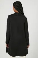 Women's Faux Suede Open-Front Trench Coat in Black Medium